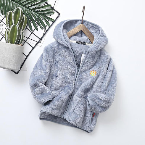 Children's Coral Velvet Hooded Jacket
